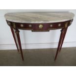 A modern D end sidetable with a marble top made by Epstien London - Width 97cm x Depth 35cm
