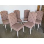 A set of six Bramblecrest button back fabric dining chairs