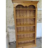 A pine tall Victorian style bookcase with adjustable shelves - 184cm x 93cm Condition report: In