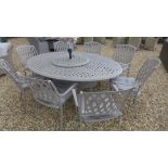 A Bramblecrest Turin elliptical table with lazy susan, eight chairs,