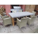 A Bramblecrest Kuta teak dining table - 180cm x 100cm and six Rio armchairs