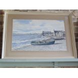 A watercolour beach scene unsigned - 45cm x 70cm