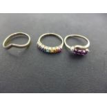 Three 9ct yellow gold dress rings size L and M - Weight approx.