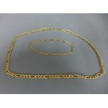 A 9ct yellow gold necklace and bracelet, the necklace being approx.