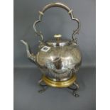 A silver plated spirit kettle