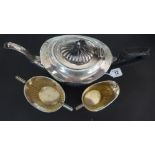 A silver hallmarked three piece tea service consisting of teapot,