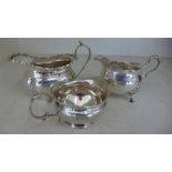 Three silver hallmarked milk jugs, one with embossed foliate design marked for Chester,