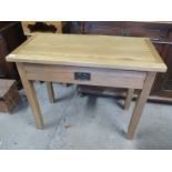 An oak one drawer laptop desk - Height 75cm x Width 90cm x Depth 45cm