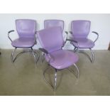 Four Wallis leather and chrome armchairs with adjustable backs