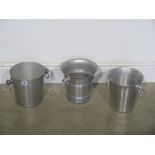 Three vintage French ice buckets each with twin ring handles