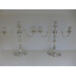 A pair of three branch silver candelabra hallmarked for London 1968-69 - weighted bases - Height