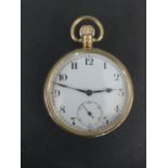 A 9ct yellow gold pocket watch top wind - 5cm wide - approx 83.