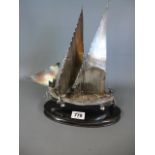 A model Maltese sailing boat in silver with Maltese hallmarks,