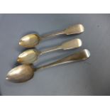 Three Georgian silver spoons approx weight 4.