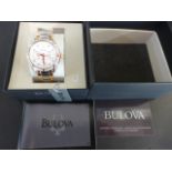 A Bulova bi-metal cased watch with silvered dial, three subsidiary dials at 3,