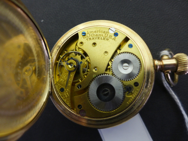 A Waltham gold plated full Hunter pocket watch, - Image 3 of 3