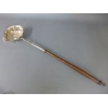 George II silver wine ladle London 1752/53 with wooden handle - Length 38cm Condition report: Some