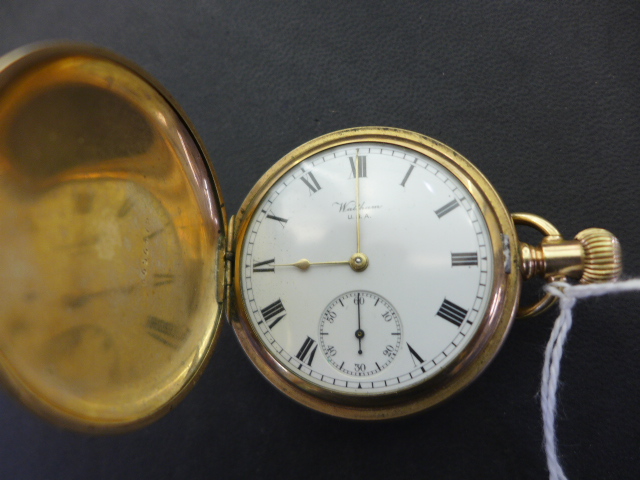 A Waltham gold plated full Hunter pocket watch, - Image 2 of 3