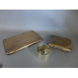 Two silver cigarette cases and serviette ring - Total weight approx.