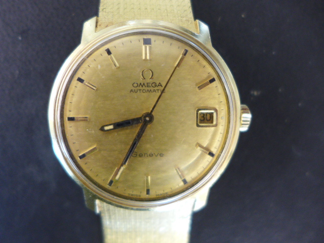 An 18ct yellow gold gentleman's Omega Automatic Geneve bracelet wristwatch with date - 19cm long, - Image 3 of 5