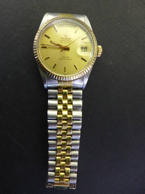 A Rolex Tudor Oyster Prince day/date wristwatch with gold Bezel and Crown, - Image 2 of 7