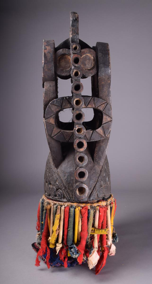 An Igbo spirit mask Nigeria with a white painted face and tight curled coiffure with a large - Image 5 of 5