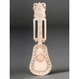 A Sami carved bone spoon Scandinavia (Laplander) with pierced handle and with rings decorated with