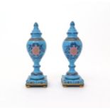 A rare pair of South Staffordshire enamel cassolettes  c.1775, the inverted baluster forms decorated