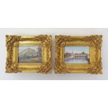 A small pair of Grainger Lee & Co. Worcester topographical plaques  c.1825-30, the rectangular forms