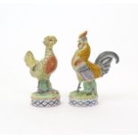 A rare pair of Staffordshire models of a cockerel and hen  mid 19th century, probably Thomas Parr,