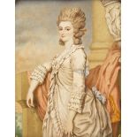 λ Attributed to Richard Crosse (1742-1810) Portrait miniature of a lady, three quarter length