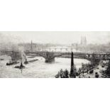 William Lionel Wyllie R.A. (1851-1931) The Thames looking towards Westminster Signed Etching 16.5