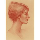 Follower of Simeon Solomon Portraits of young ladies Two, both red chalk on buff paper, one with