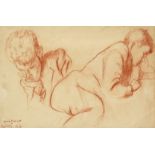 ‡ Nina Hamnett (1890-1956) Studies of a boy reading Signed and dated Nov 17th 54 Red chalk on buff