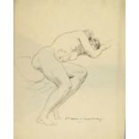 Norman Lindsay (Australian 1879-1969) Reclining nude Signed Pencil sketch, unframed 32 xs 26cm;