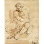 Italian School 18th Century Seated figure, possibly Sampson Pen, ink and wash 21 x 17.5cm; 8¼ x