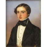 λ Jakob Spelter (German fl 1820-1856) Portrait miniature of a young man, half length Signed and