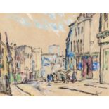 ‡ Walter Durac Barnett (1876-1961) A town scene Signed Coloured chalks on buff paper, mounted,