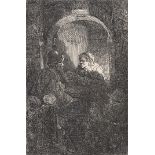 After Rembrandt Harmenz Van Rijn A street market Etching, mounted, unframed 9 x 6cm; 3½ x 2¼in