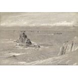 Albert Goodwin R.W.S. (1845-1932) Longships lighthouse, Land’s End Signed, titled and dated Jan 10th