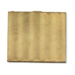 A textured gold cigarette case, of rectangular form and applied with textured swirling decoration.