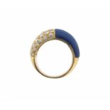 A lapis lazuli and diamond half hoop ring by Cartier, half set with lapis lazuli, the other half