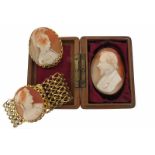 A Victorian carved shell portrait cameo brooch, probably depicting Benjamin Disraeli (1804-1881) and