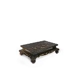 A CHINESE BLACK LACQUER RECTANGULAR LOW TABLE, KANG, MING DYNASTY Inlaid with mother of pearl, the