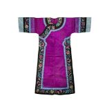 A CHINESE PURPLE GAUZE ROBE, LATE QING DYNASTY Together with a red silk set of paired aprons or