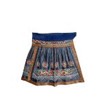 A CHINESE BLUE SILK GAUZE SUMMER SKIRT FOR A ROBE MID-19TH CENTURY Worked in counted stitch (petit