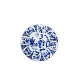 A LARGE CHINESE BLUE AND WHITE SHALLOW BOWL, SIX CHARACTER KANGXI MARK AND OF THE PERIOD 1662-1722