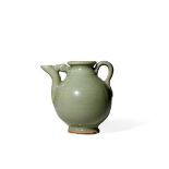 A SMALL CHINESE LONGQUAN CELADON EWER, MING DYNASTY The ovoid body with a narrow flaring neckrim,