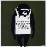‡ Banksy (b.1974) Laugh now but one day we~ll be in charge; Keep it real Four, colour silkscreens