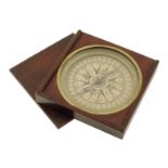 A George II mahogany cased compass by Thomas Wright, with a printed dial inscribed 'Tho Wright